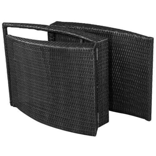 Folding Sun Lounger with Cushion Poly Rattan Black - Image 6