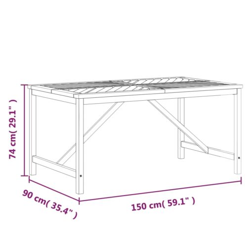 Garden Dining Table 150x90x74cm Solid Wood Acacia - Image 7