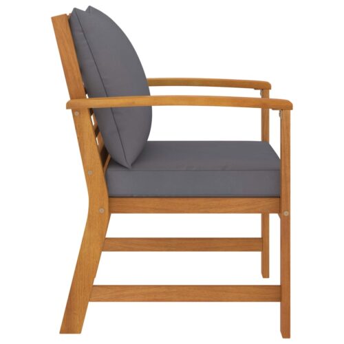 Garden Chairs 2pcs with Dark Grey Cushion Solid Acacia Wood - Image 3