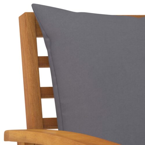 Garden Chairs 2pcs with Dark Grey Cushion Solid Acacia Wood - Image 5