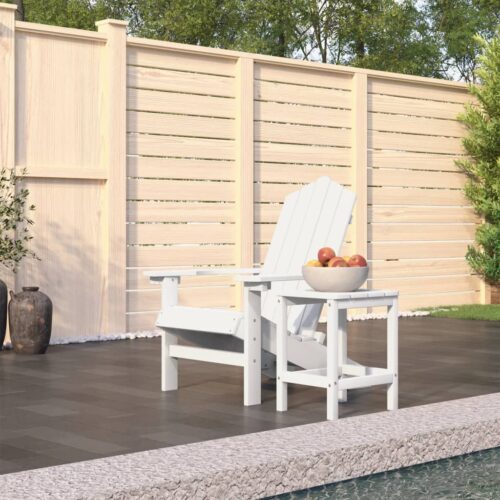 Garden Adirondack Chair with Table HDPE White - Image 9