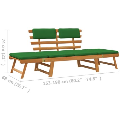 Garden Bench with Cushions 2-in-1 190cm Solid Acacia Wood - Image 10
