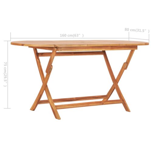 Folding Garden Table 160x80x75cm Solid Teak Wood - Image 6