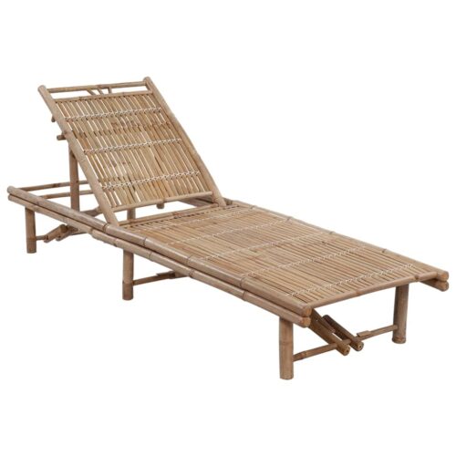 Garden Outdoor Lounger with Cushions Patio Sun Pool Daybed Chair Recliner Bamboo - Image 2
