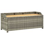 Garden Storage Bench 120cm Poly Rattan Grey