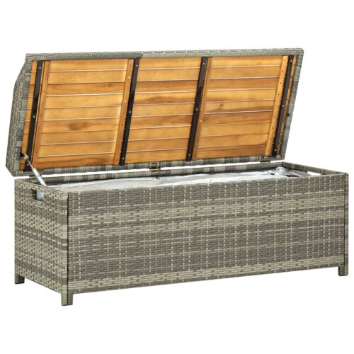Garden Storage Bench 120cm Poly Rattan Grey - Image 2