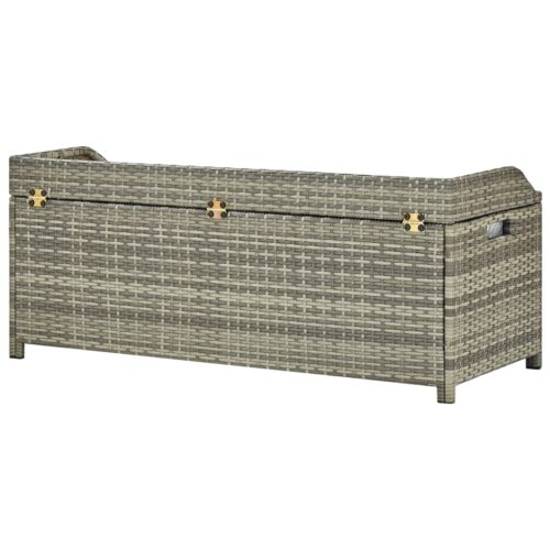 Garden Storage Bench 120cm Poly Rattan Grey - Image 5