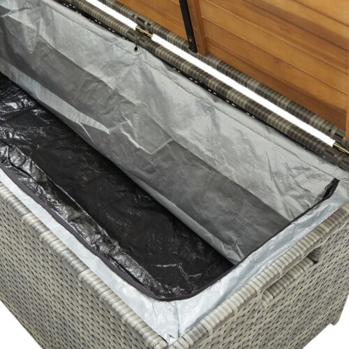 Garden Storage Bench 120cm Poly Rattan Grey - Image 7