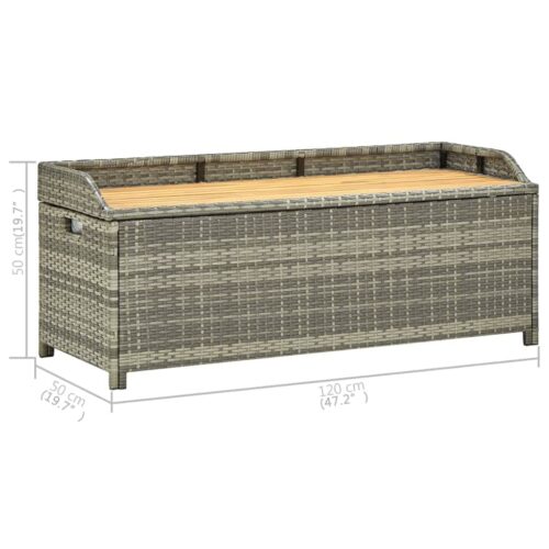 Garden Storage Bench 120cm Poly Rattan Grey - Image 8