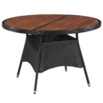 Garden Table 115x74cm Poly Rattan Solid Acacia Wood