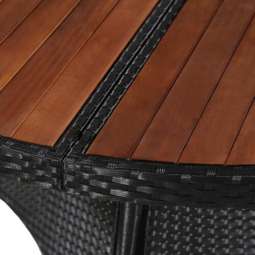 Garden Table 115x74cm Poly Rattan Solid Acacia Wood - Image 2