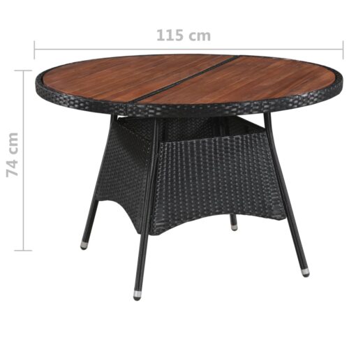 Garden Table 115x74cm Poly Rattan Solid Acacia Wood - Image 3
