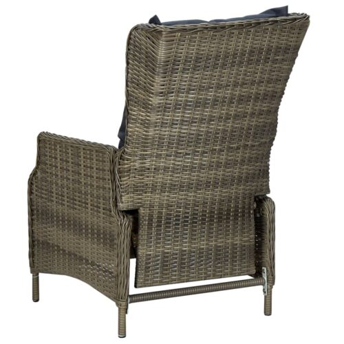 Reclining Garden Chair with Cushions Poly Rattan Brown - Image 5