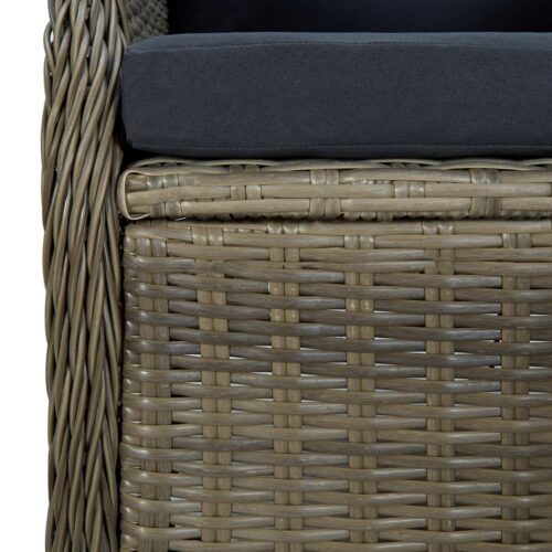 Reclining Garden Chair with Cushions Poly Rattan Brown - Image 6
