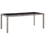 Garden Table Grey 190x90x75cm Poly Rattan