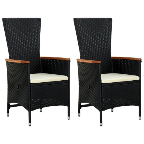 Outdoor Chairs 2pcs with Cushions Poly Rattan Black