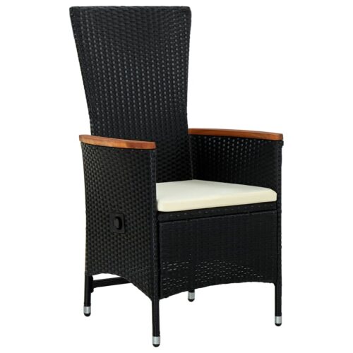 Outdoor Chairs 2pcs with Cushions Poly Rattan Black - Image 2