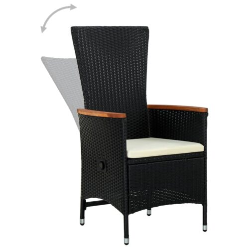 Outdoor Chairs 2pcs with Cushions Poly Rattan Black - Image 4