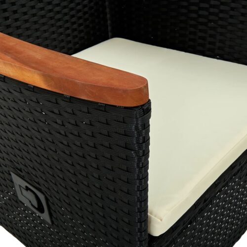 Outdoor Chairs 2pcs with Cushions Poly Rattan Black - Image 5