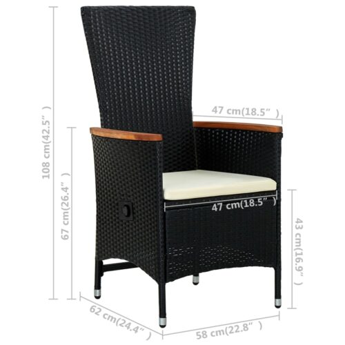 Outdoor Chairs 2pcs with Cushions Poly Rattan Black - Image 6