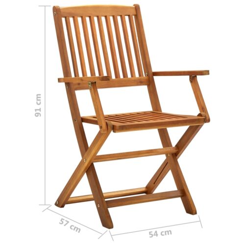 Folding Outdoor Chairs 4pcs Solid Acacia Wood - Image 10