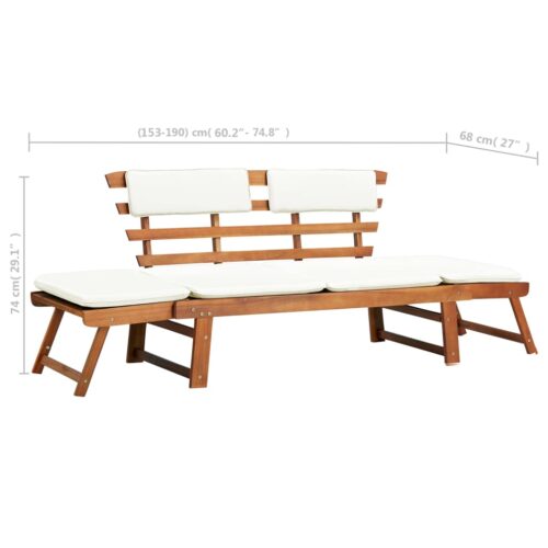Garden Bench with Cushions 2-in-1 190cm Solid Acacia Wood - Image 10