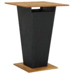 Bar Table Black 80x80x110cm Poly Rattan Solid Acacia Wood