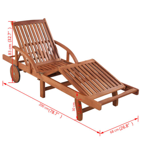 Sun Lounger Solid Acacia Wood - Image 7
