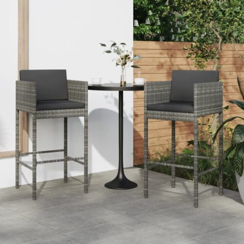2x Bar Stools Outdoor Garden Patio Barstools Counter Wicker Rattan Chairs - Image 8
