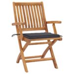 Garden Chairs 2pcs with Anthracite Cushions Solid Teak Wood