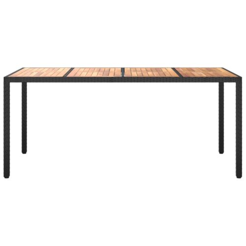 Garden Table 190x90x75cm Poly Rattan Acacia Wood Black - Image 3