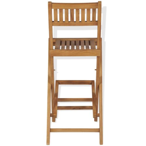 Folding Outdoor Bar Stools 2pcs Solid Teak Wood - Image 4