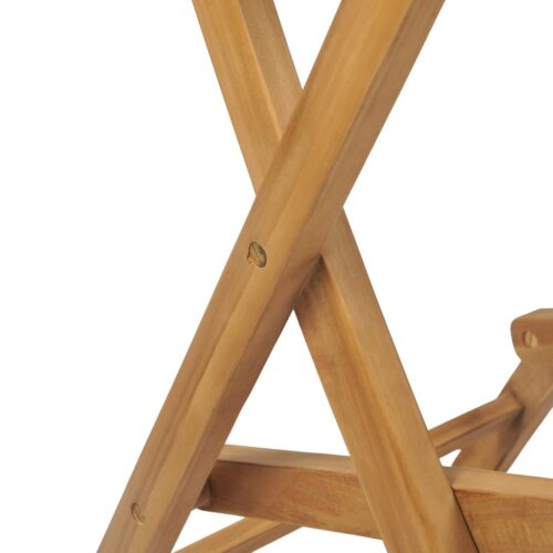 Folding Outdoor Bar Stools 2pcs Solid Teak Wood - Image 9