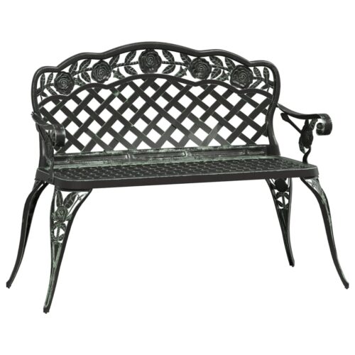 Garden Bench 108cm Cast Aluminium Green