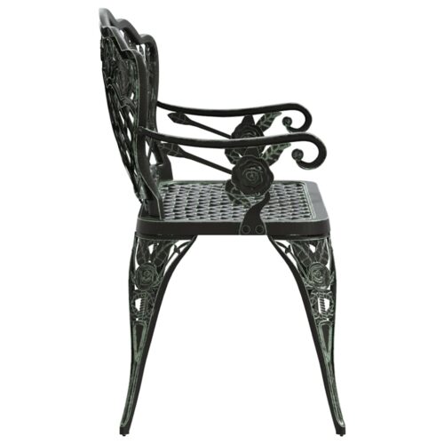 Garden Bench 108cm Cast Aluminium Green - Image 4