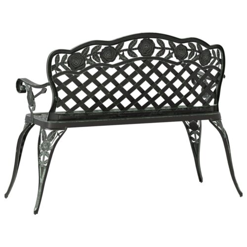 Garden Bench 108cm Cast Aluminium Green - Image 5