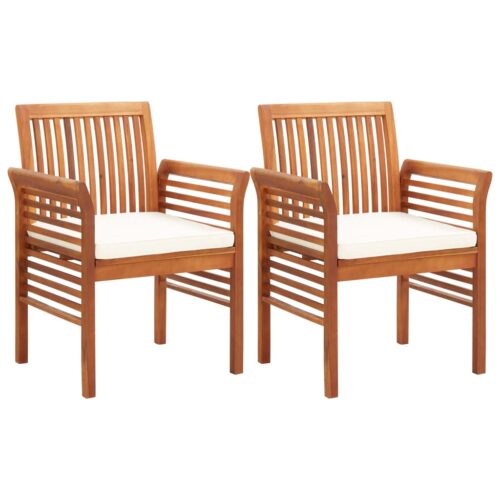 Garden Dining Chairs with Cushions 2pcs Solid Acacia Wood