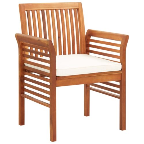 Garden Dining Chairs with Cushions 2pcs Solid Acacia Wood - Image 2