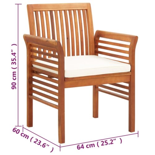 Garden Dining Chairs with Cushions 2pcs Solid Acacia Wood - Image 8