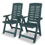 Reclining Garden Chairs 2pcs Plastic Green