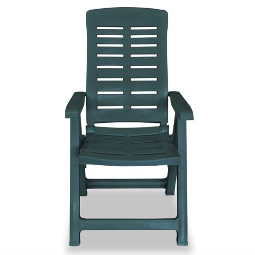 Reclining Garden Chairs 2pcs Plastic Green - Image 5