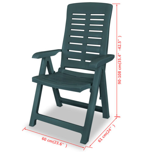 Reclining Garden Chairs 2pcs Plastic Green - Image 8