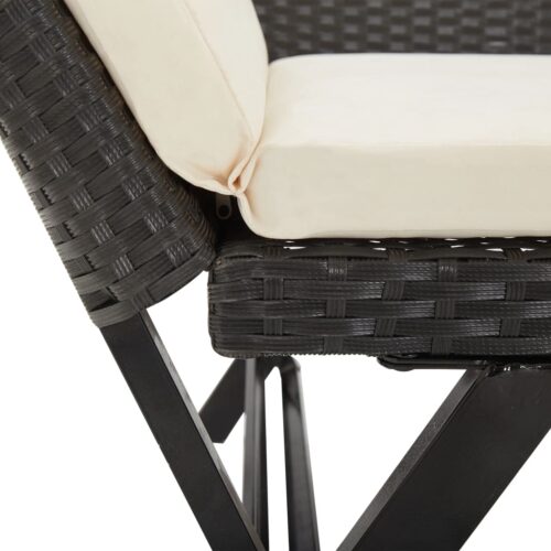 Garden Bench with Cushions 176cm Black Poly Rattan - Image 9