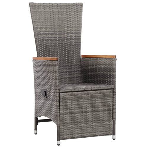 Reclining Garden Chairs 2pcs with Cushions Poly Rattan Grey - Image 3