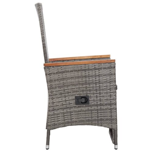 Reclining Garden Chairs 2pcs with Cushions Poly Rattan Grey - Image 5