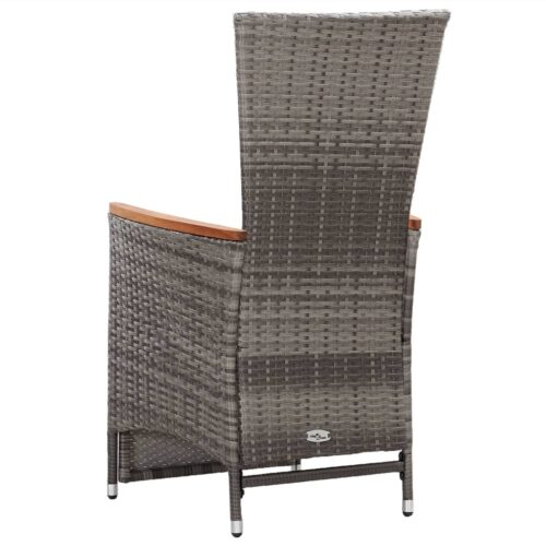 Reclining Garden Chairs 2pcs with Cushions Poly Rattan Grey - Image 7