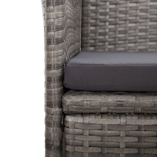 Reclining Garden Chairs 2pcs with Cushions Poly Rattan Grey - Image 8