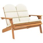 Adirondack Garden Bench with Cushions 126cm Solid Wood Acacia