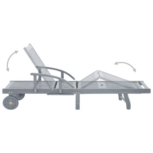 Garden Sun Lounger with Cushion Solid Acacia Wood - Image 11
