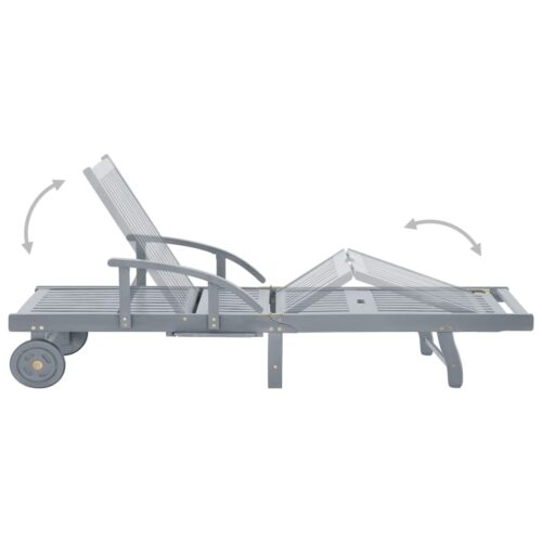 Garden Sun Lounger with Cushion Solid Acacia Wood - Image 8